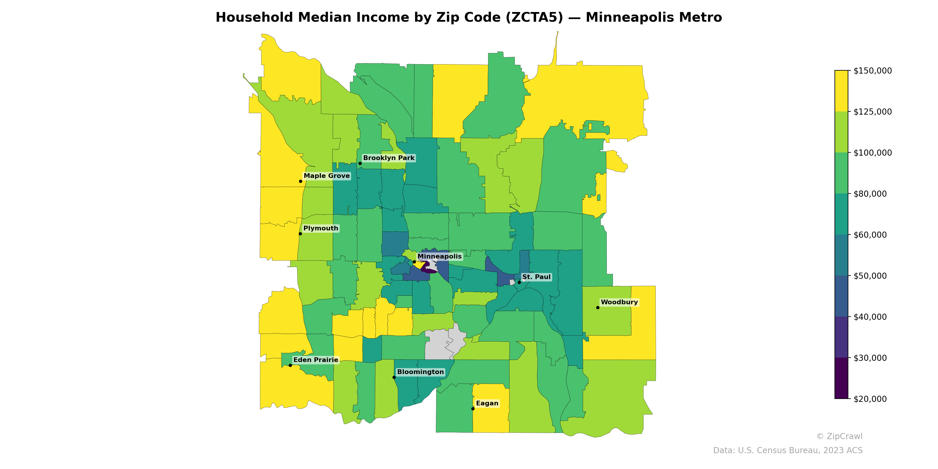 Household Median Income by Zip Code (ZCTA5) — Minneapolis Metro
