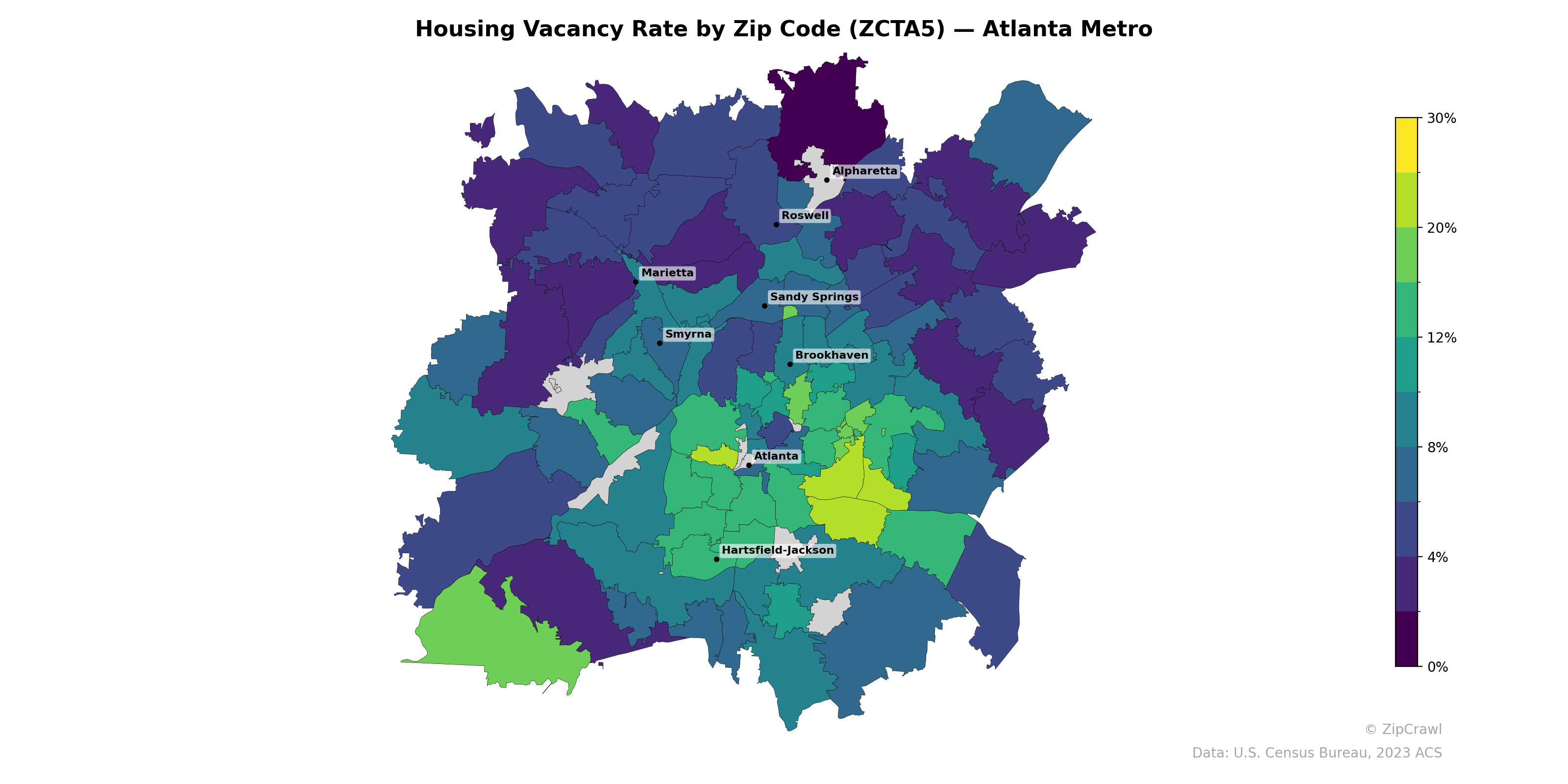 Housing Vacancy Rate by Zip Code (ZCTA5) — Atlanta Metro