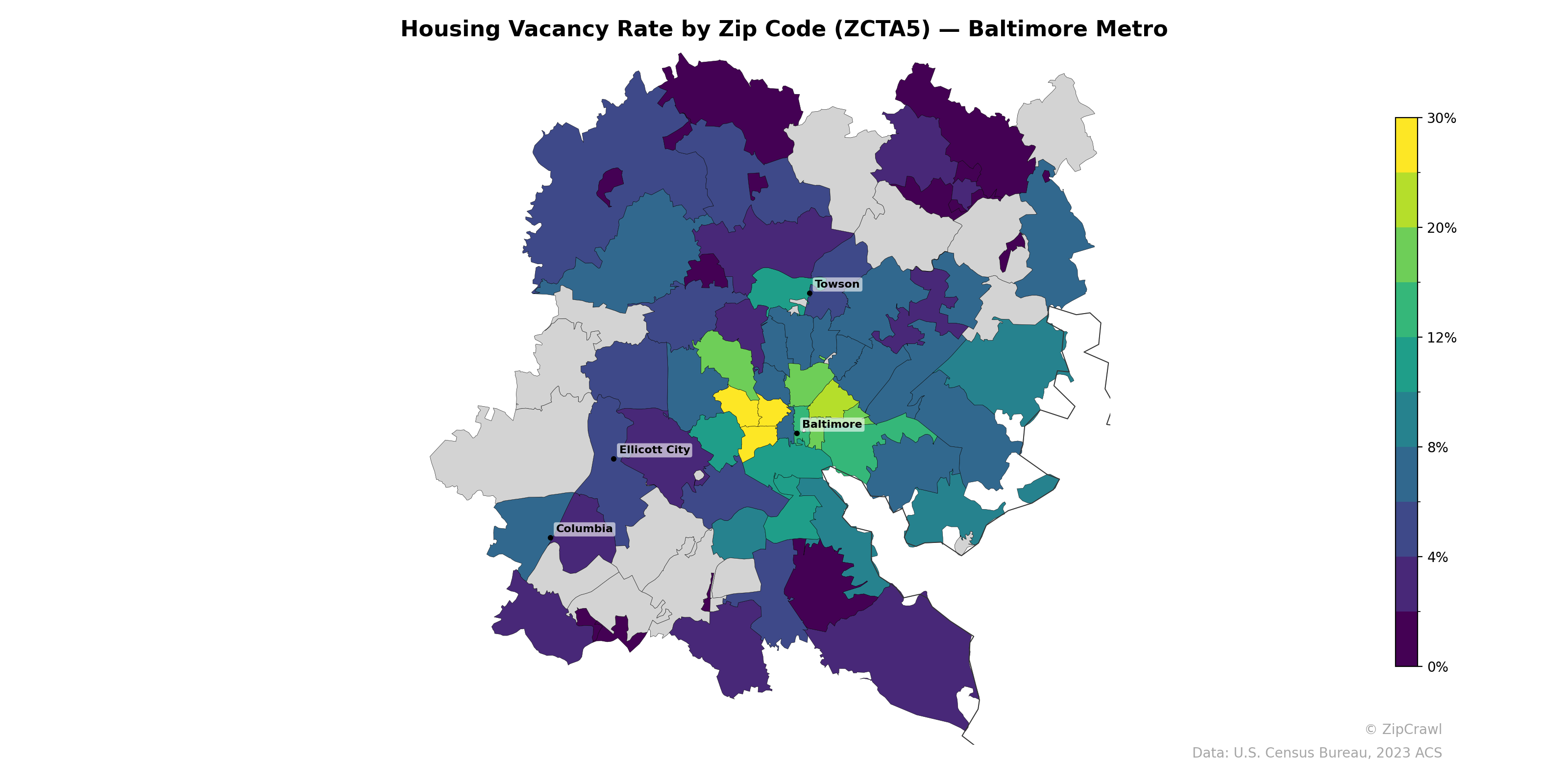 Housing Vacancy Rate by Zip Code (ZCTA5) — Baltimore Metro