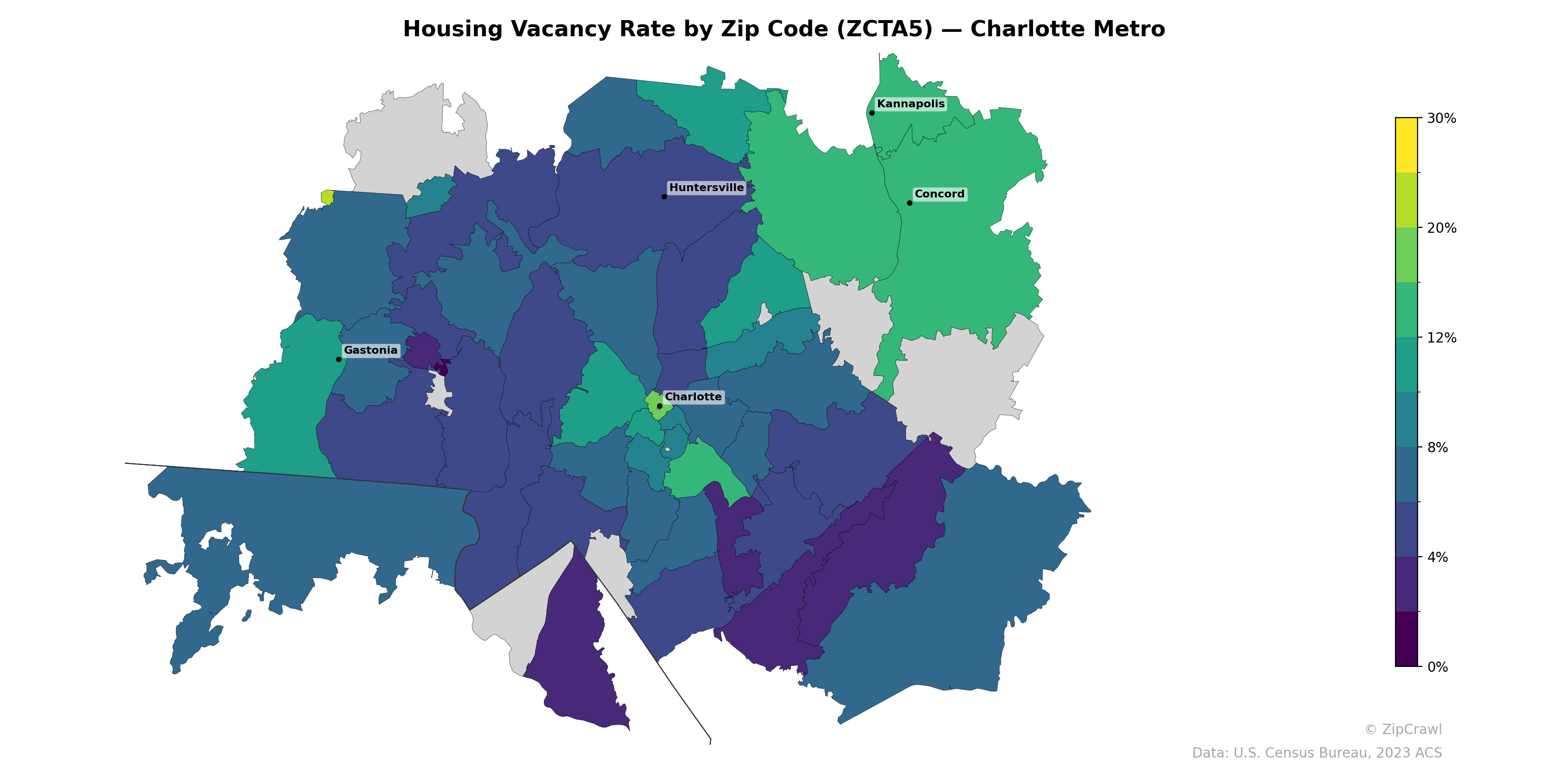 Housing Vacancy Rate by Zip Code (ZCTA5) — Charlotte Metro