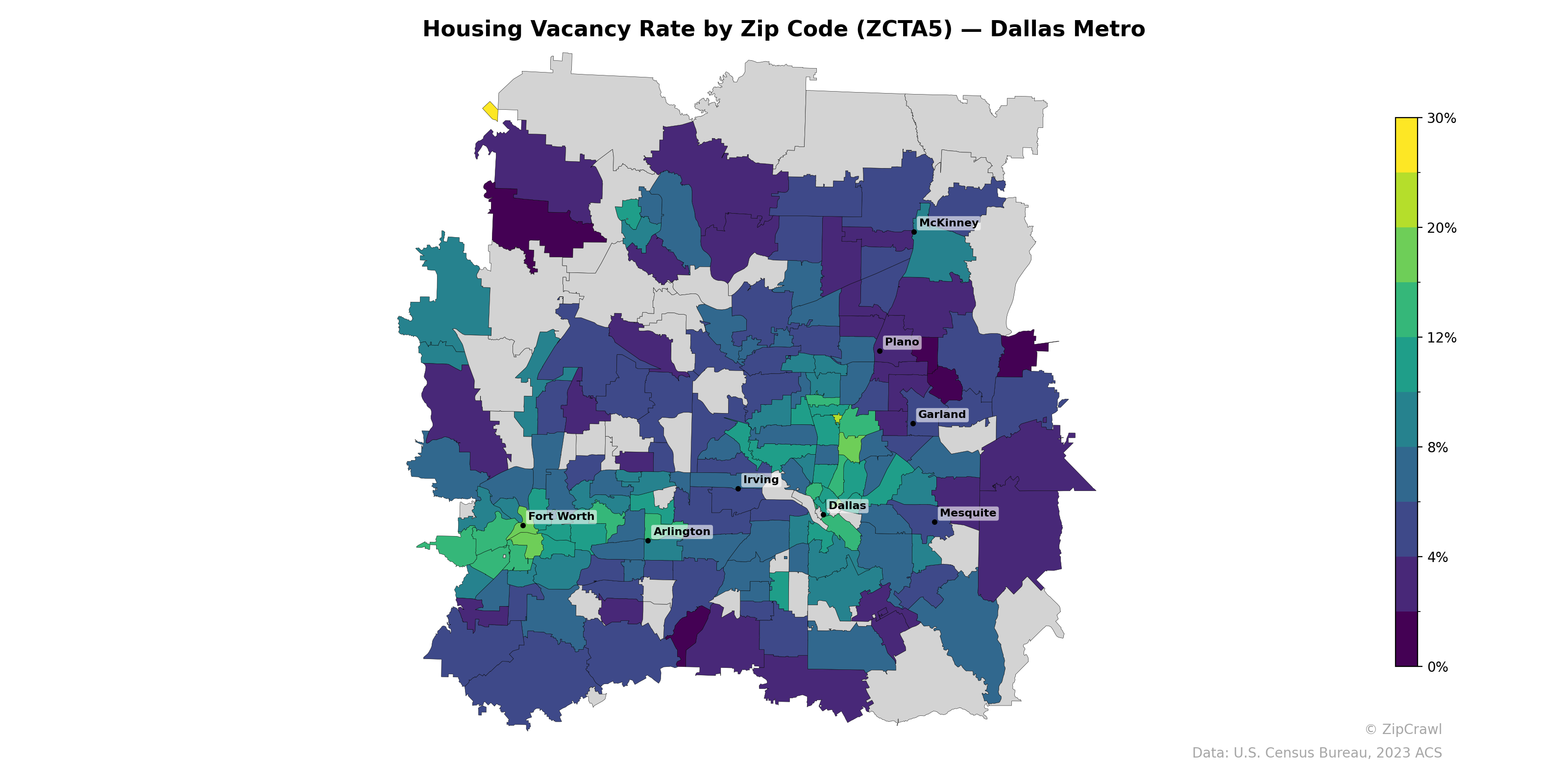 Housing Vacancy Rate by Zip Code (ZCTA5) — Dallas Metro