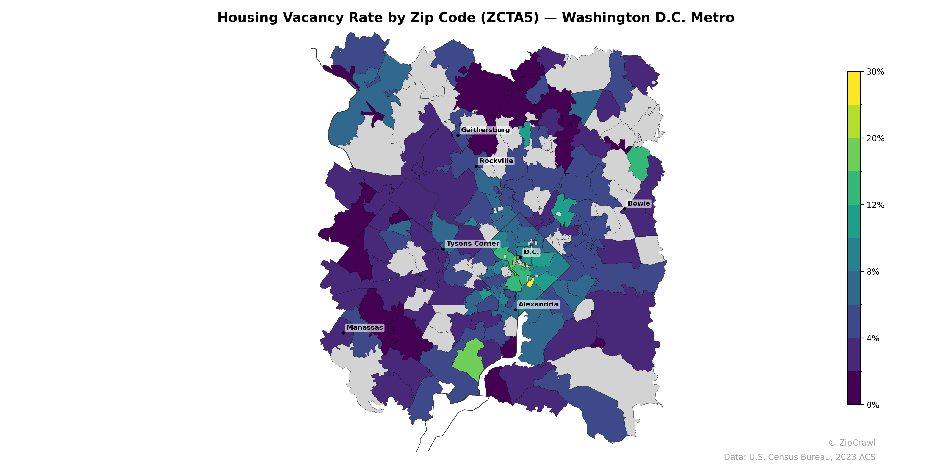 Housing Vacancy Rate by Zip Code (ZCTA5) — Washington D.C. Metro