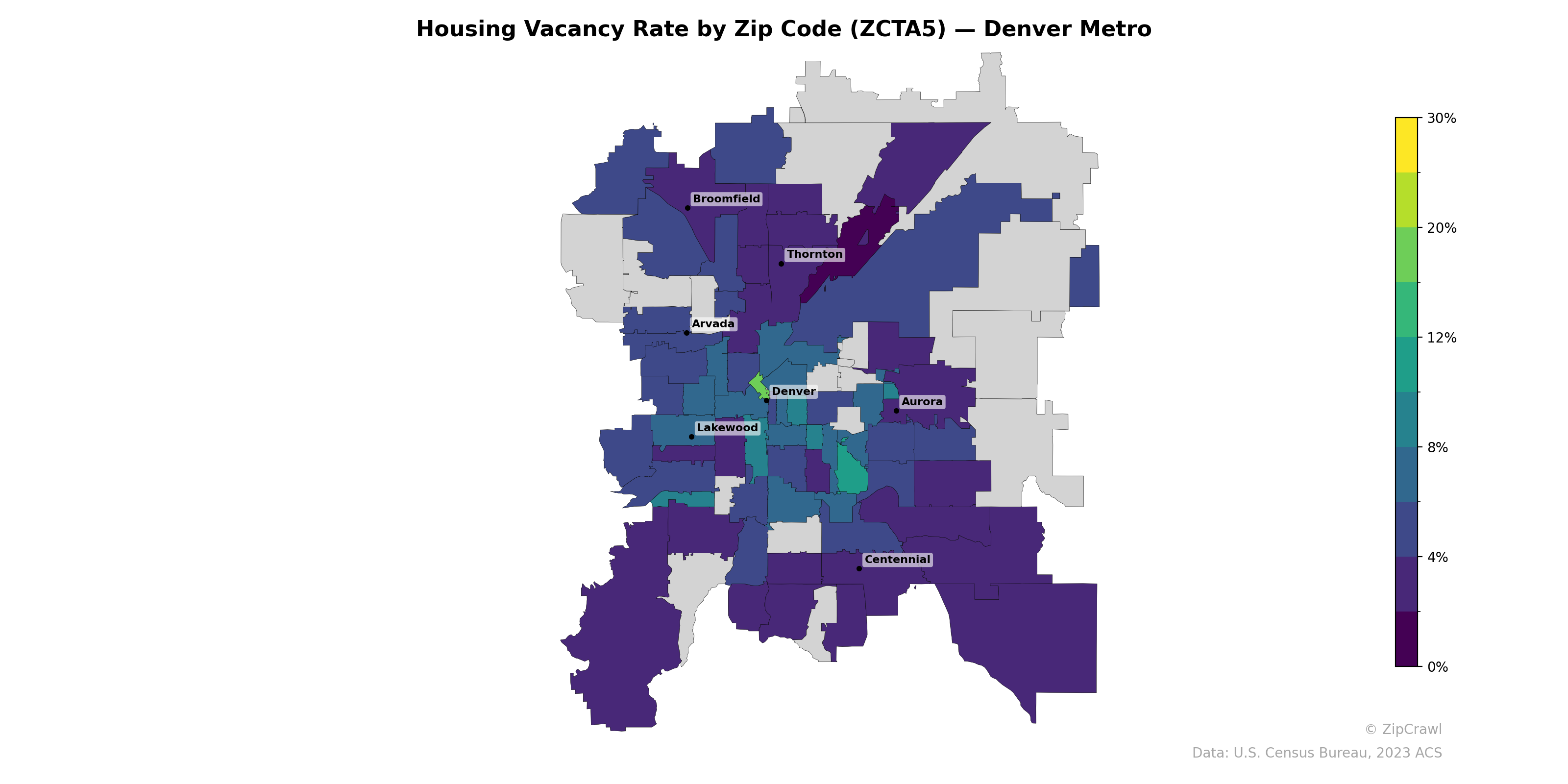 Housing Vacancy Rate by Zip Code (ZCTA5) — Denver Metro