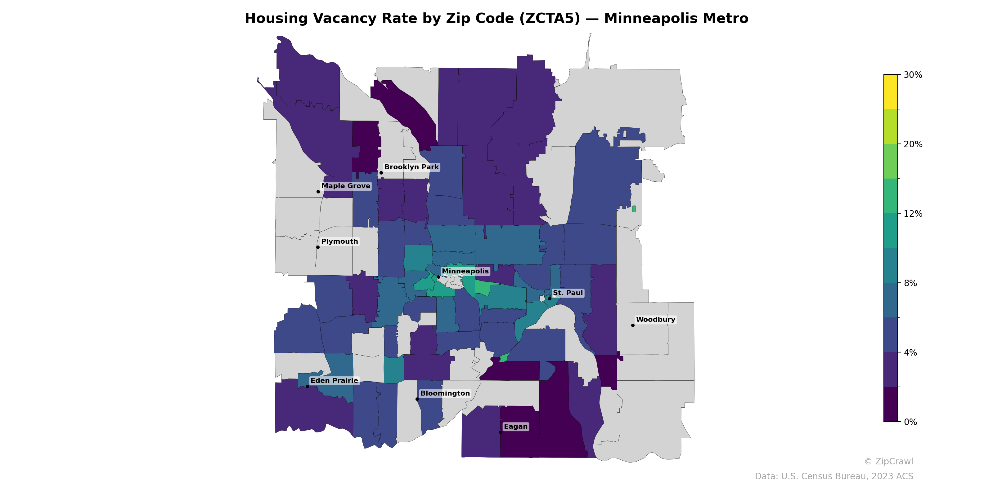Housing Vacancy Rate by Zip Code (ZCTA5) — Minneapolis Metro