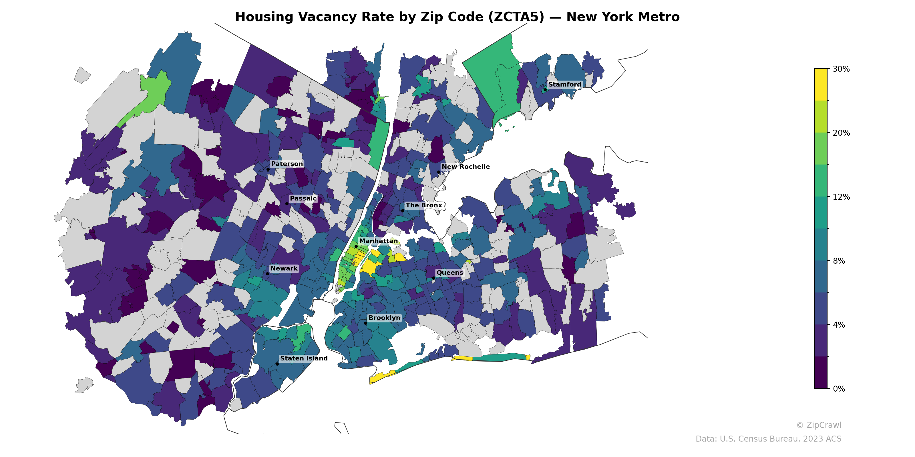 Housing Vacancy Rate by Zip Code (ZCTA5) — New York Metro