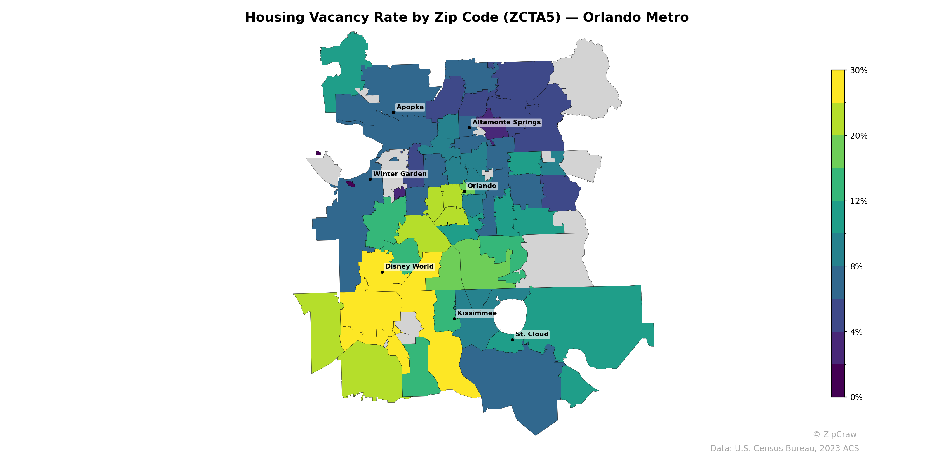 Housing Vacancy Rate by Zip Code (ZCTA5) — Orlando Metro