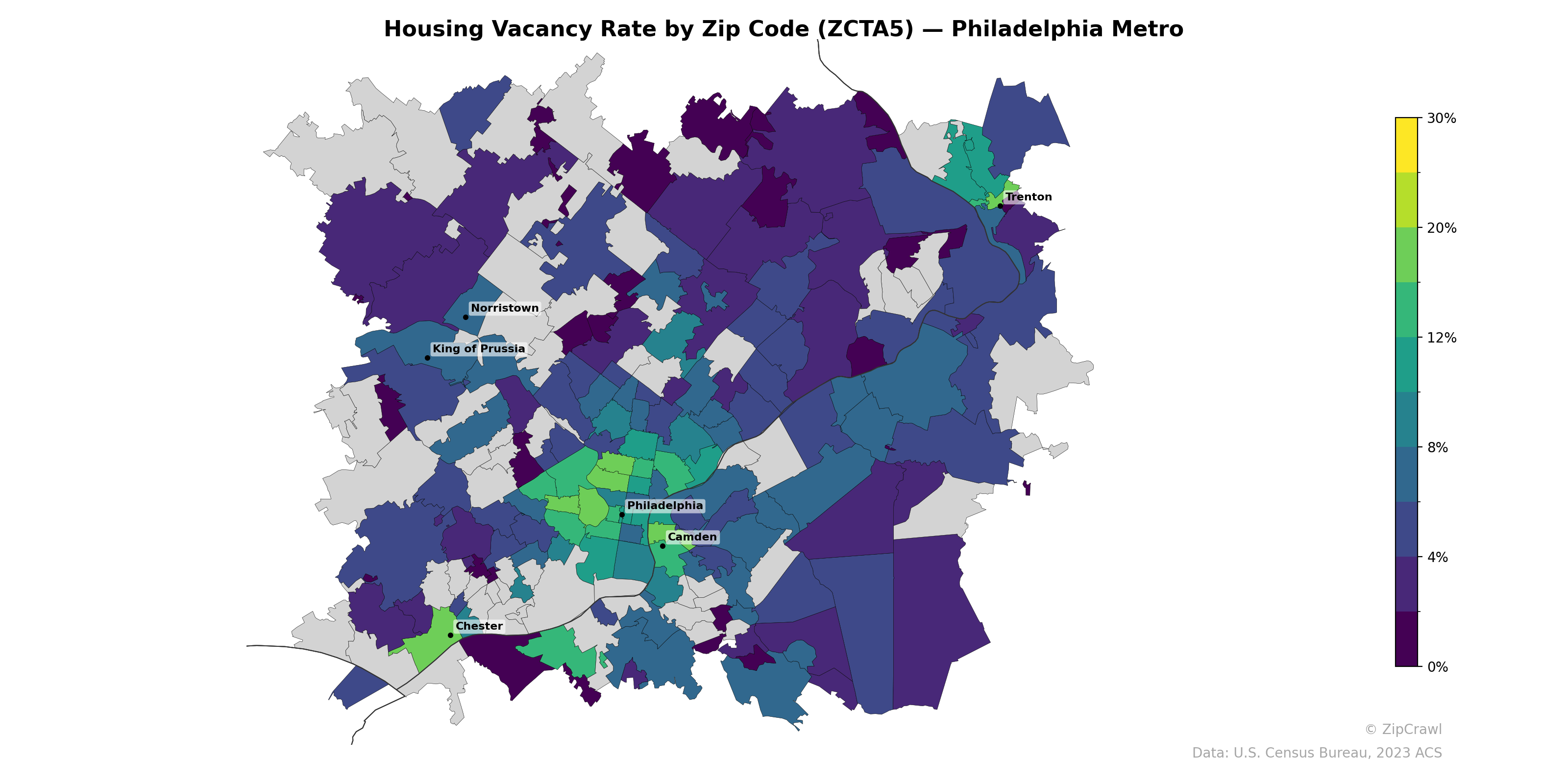 Housing Vacancy Rate by Zip Code (ZCTA5) — Philadelphia Metro