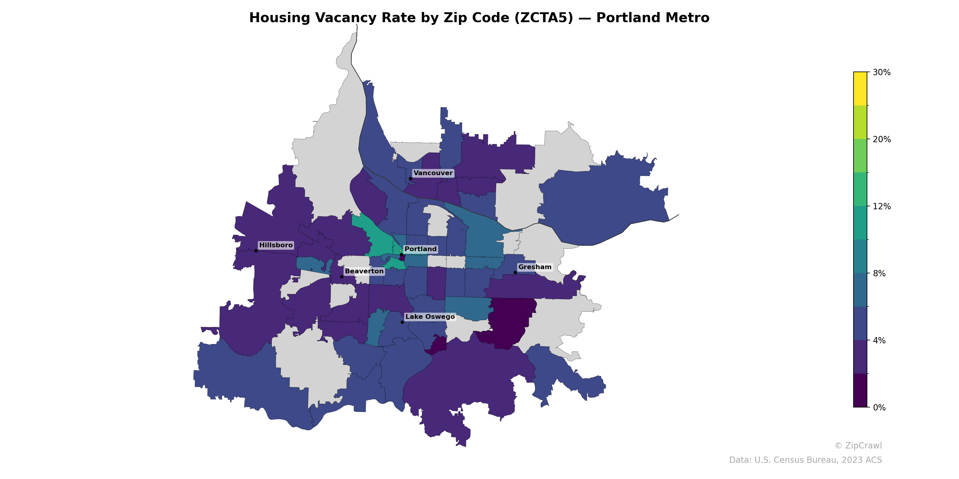 Housing Vacancy Rate by Zip Code (ZCTA5) — Portland Metro
