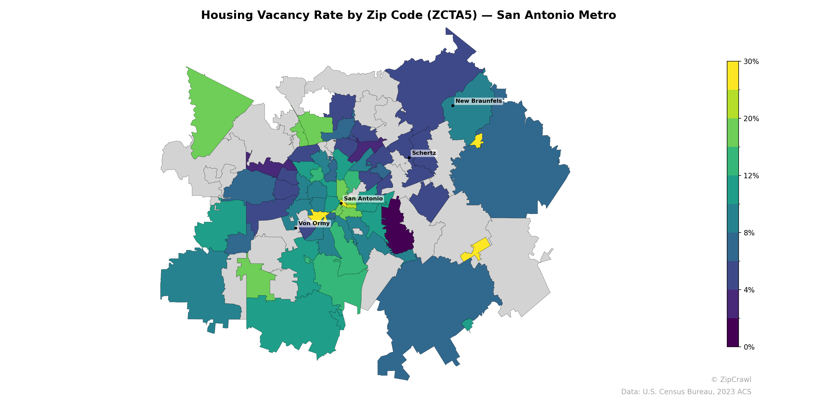 Housing Vacancy Rate by Zip Code (ZCTA5) — San Antonio Metro