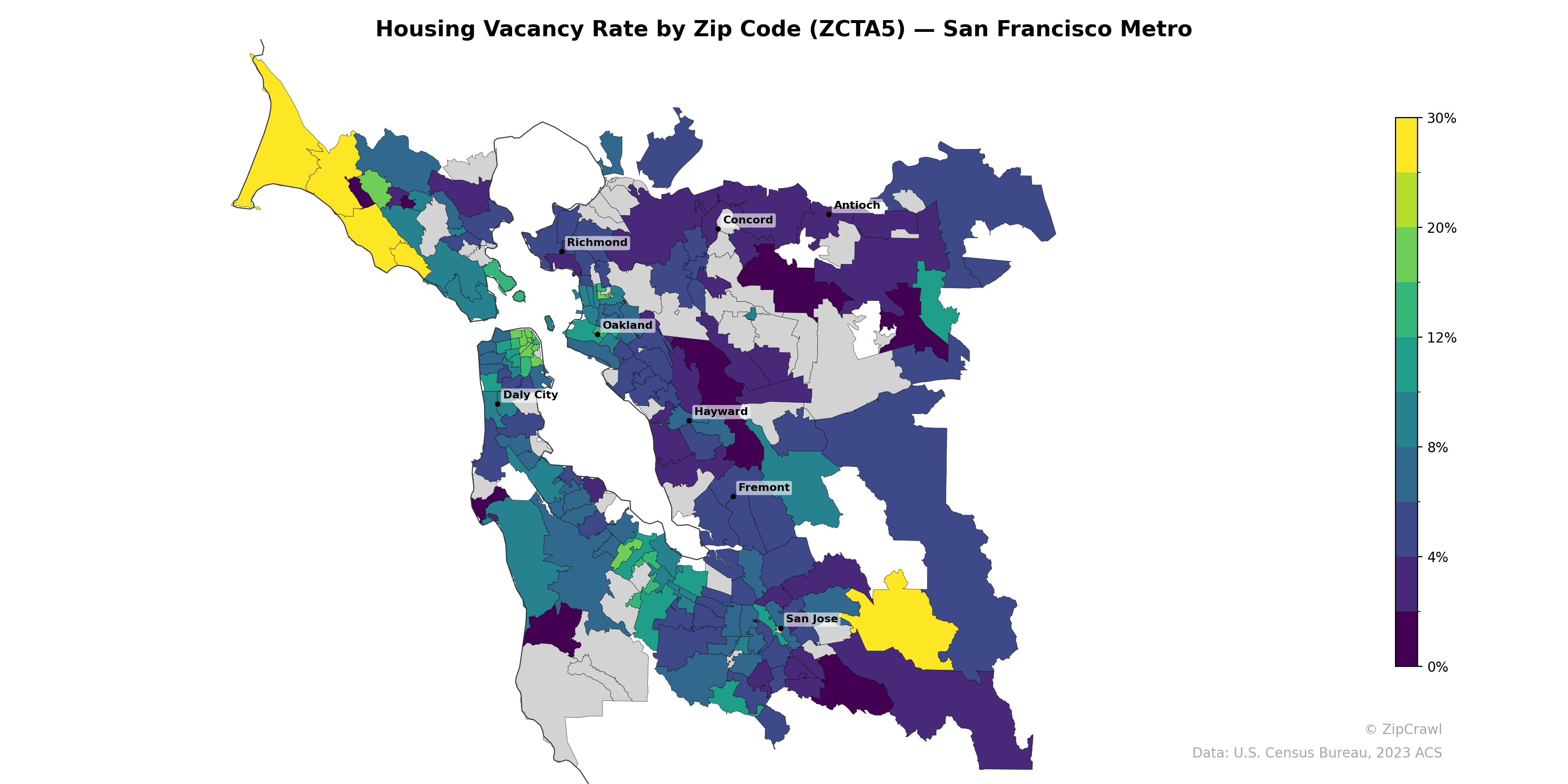 Housing Vacancy Rate by Zip Code (ZCTA5) — San Francisco Metro