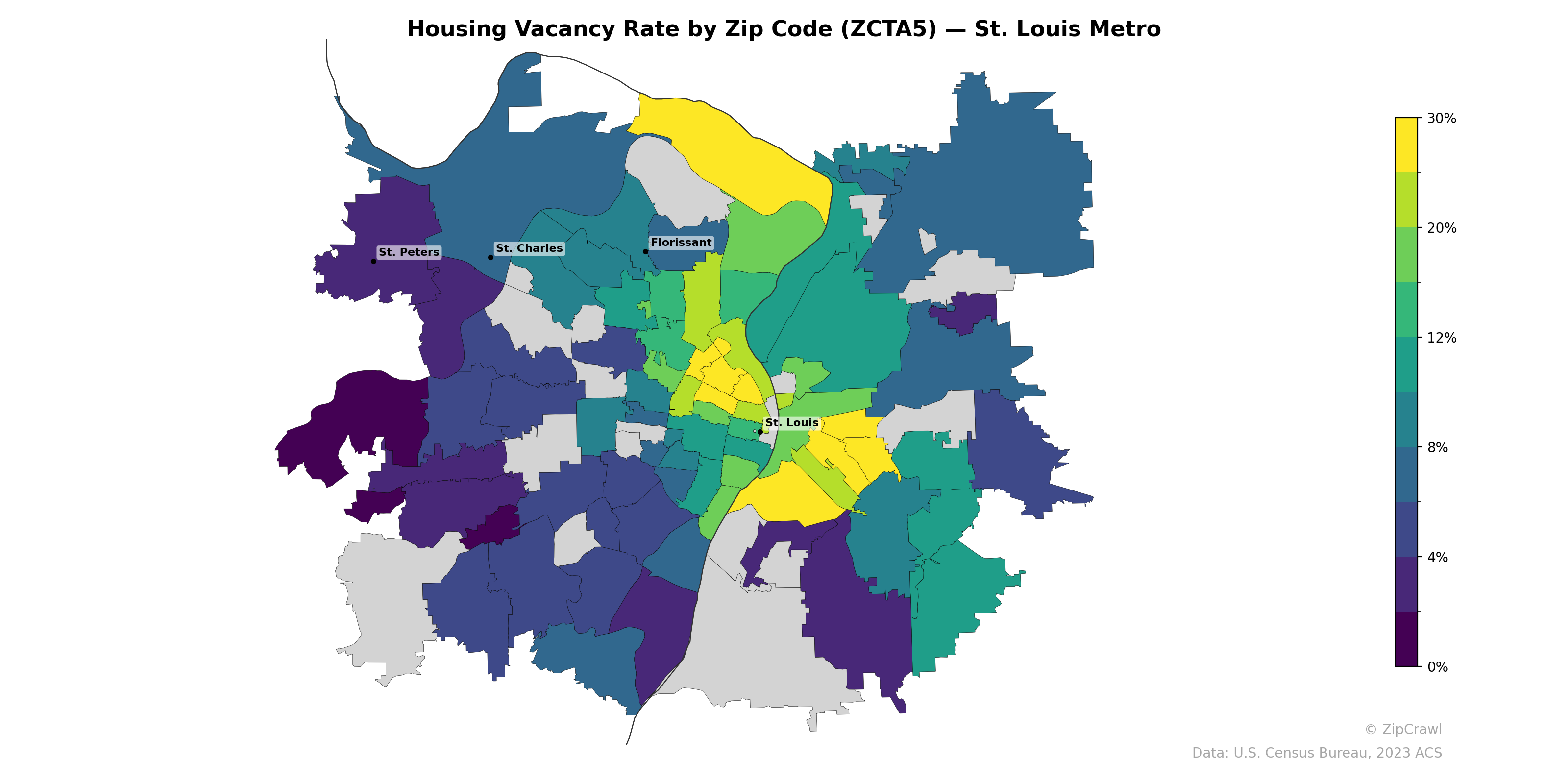 Housing Vacancy Rate by Zip Code (ZCTA5) — St. Louis Metro