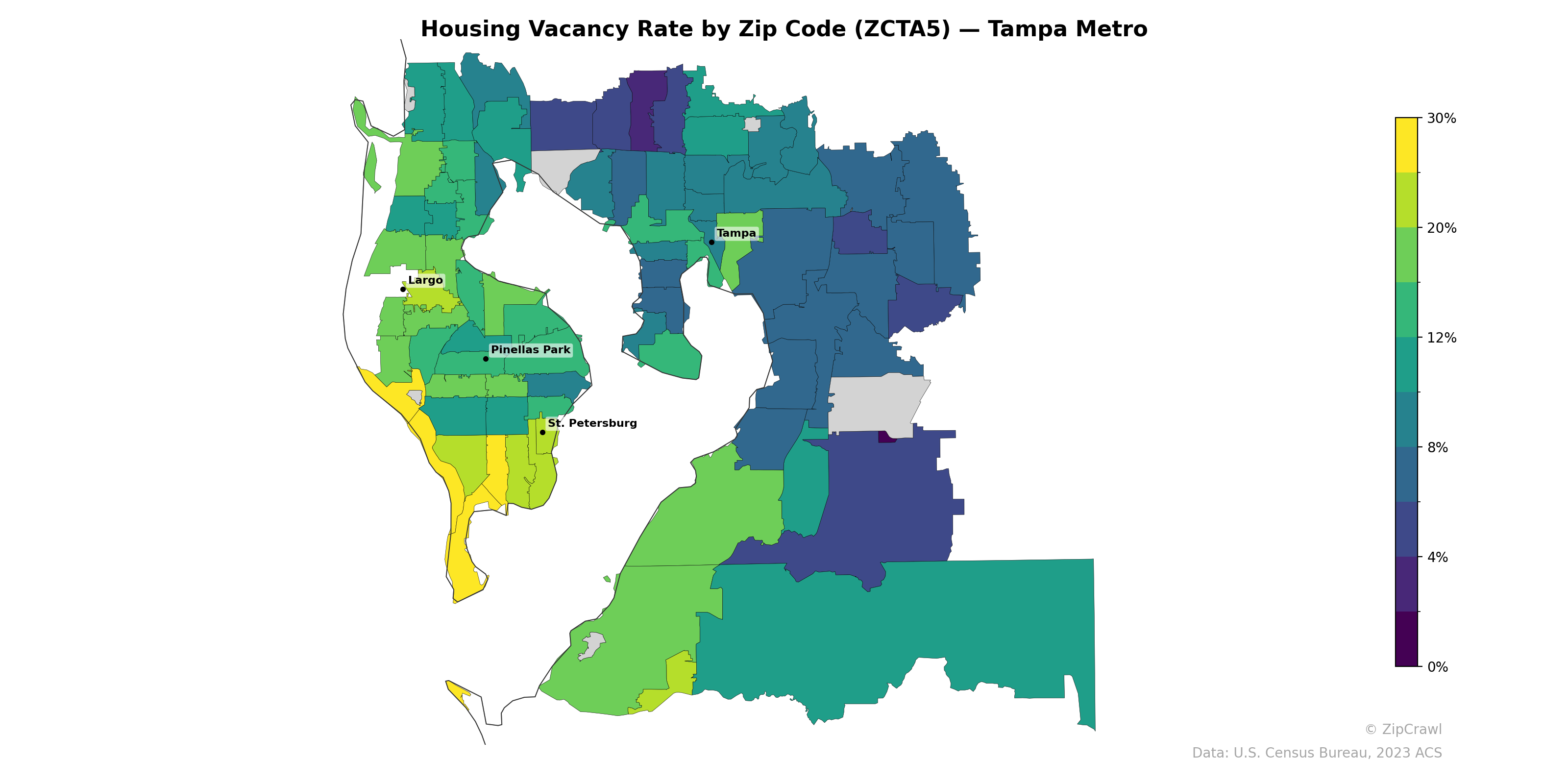 Housing Vacancy Rate by Zip Code (ZCTA5) — Tampa Metro