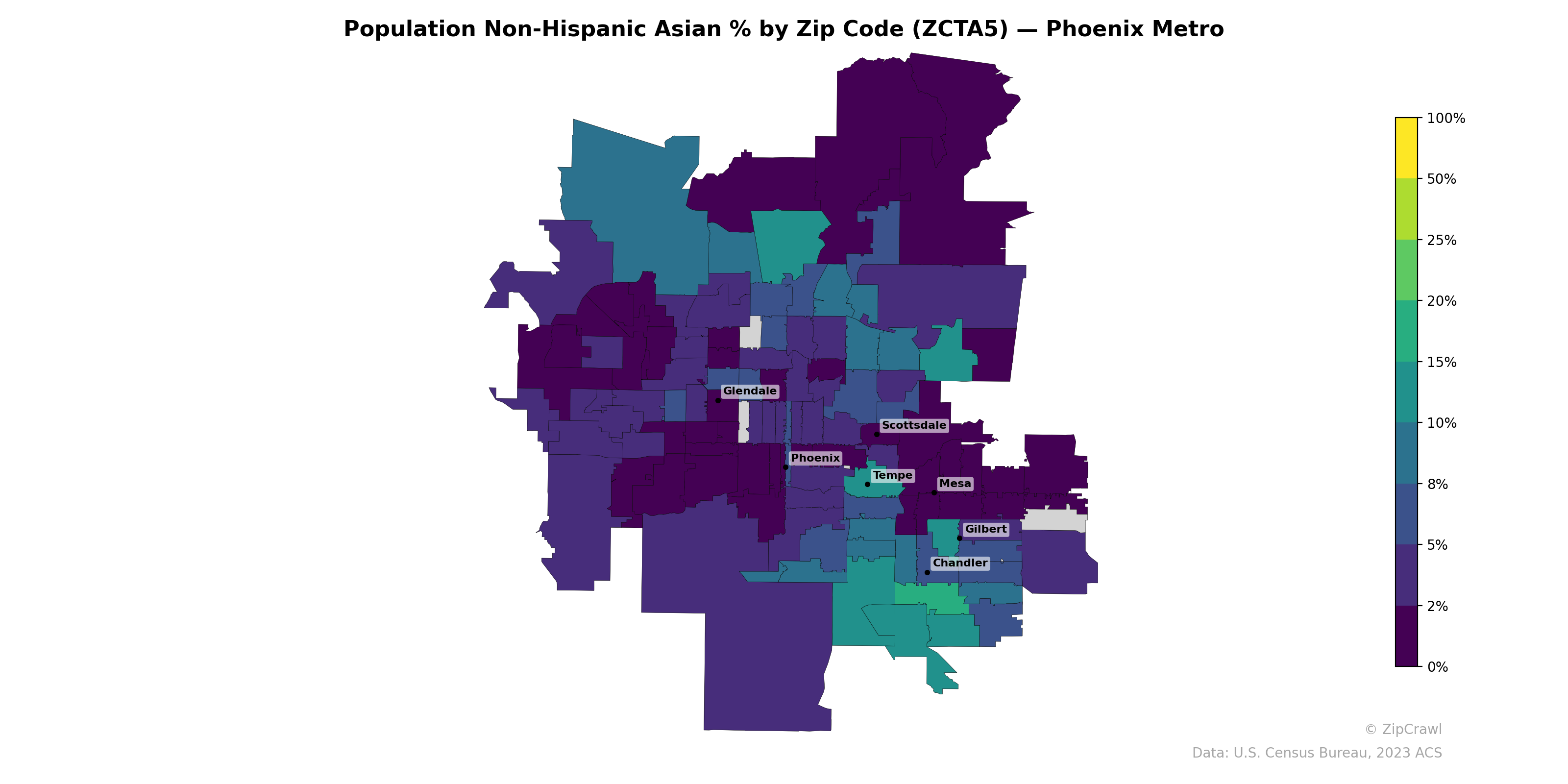 Population Non-Hispanic Asian % by Zip Code (ZCTA5) — Phoenix Metro