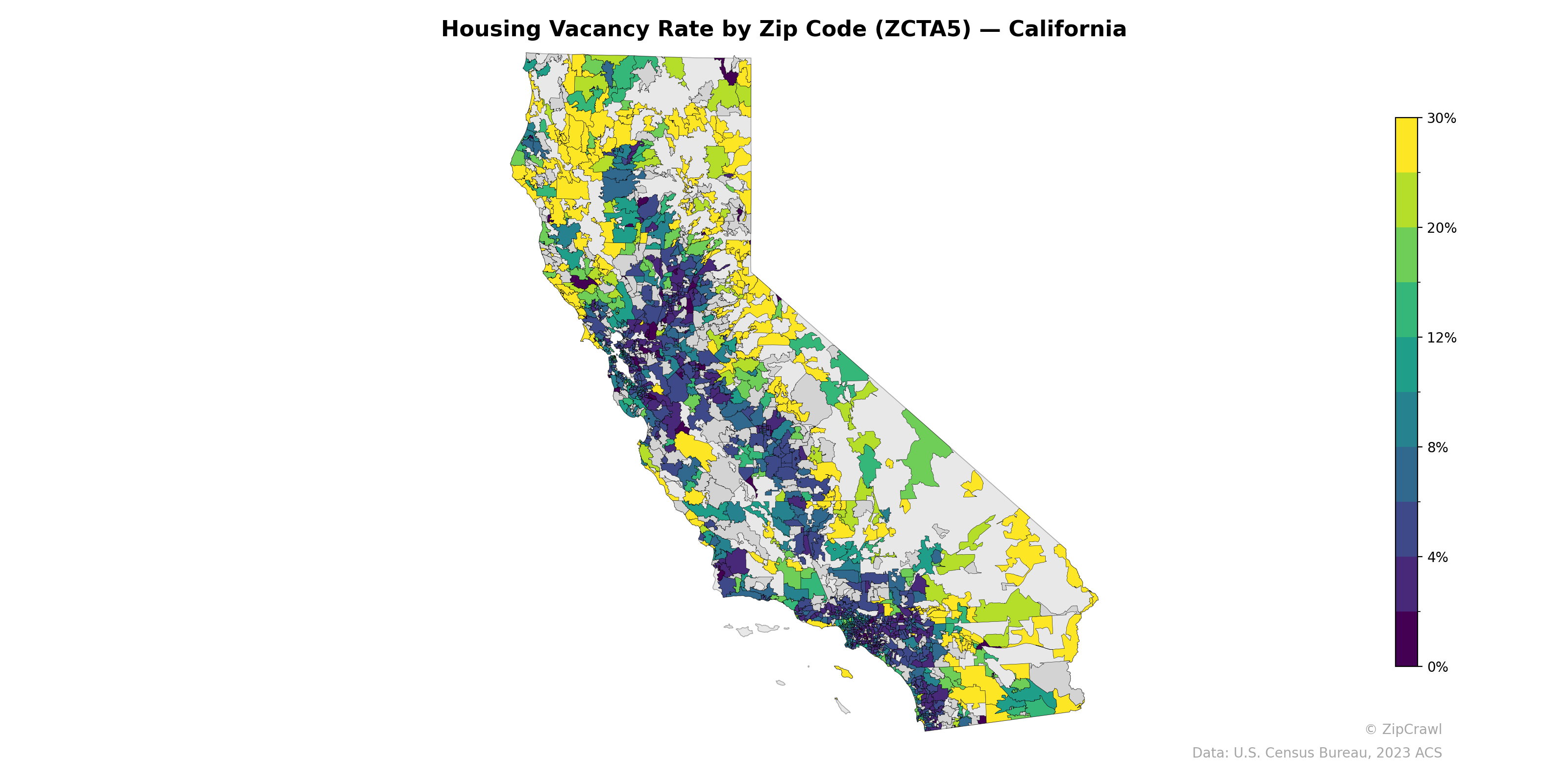 Housing Vacancy Rate by Zip Code (ZCTA5) — California