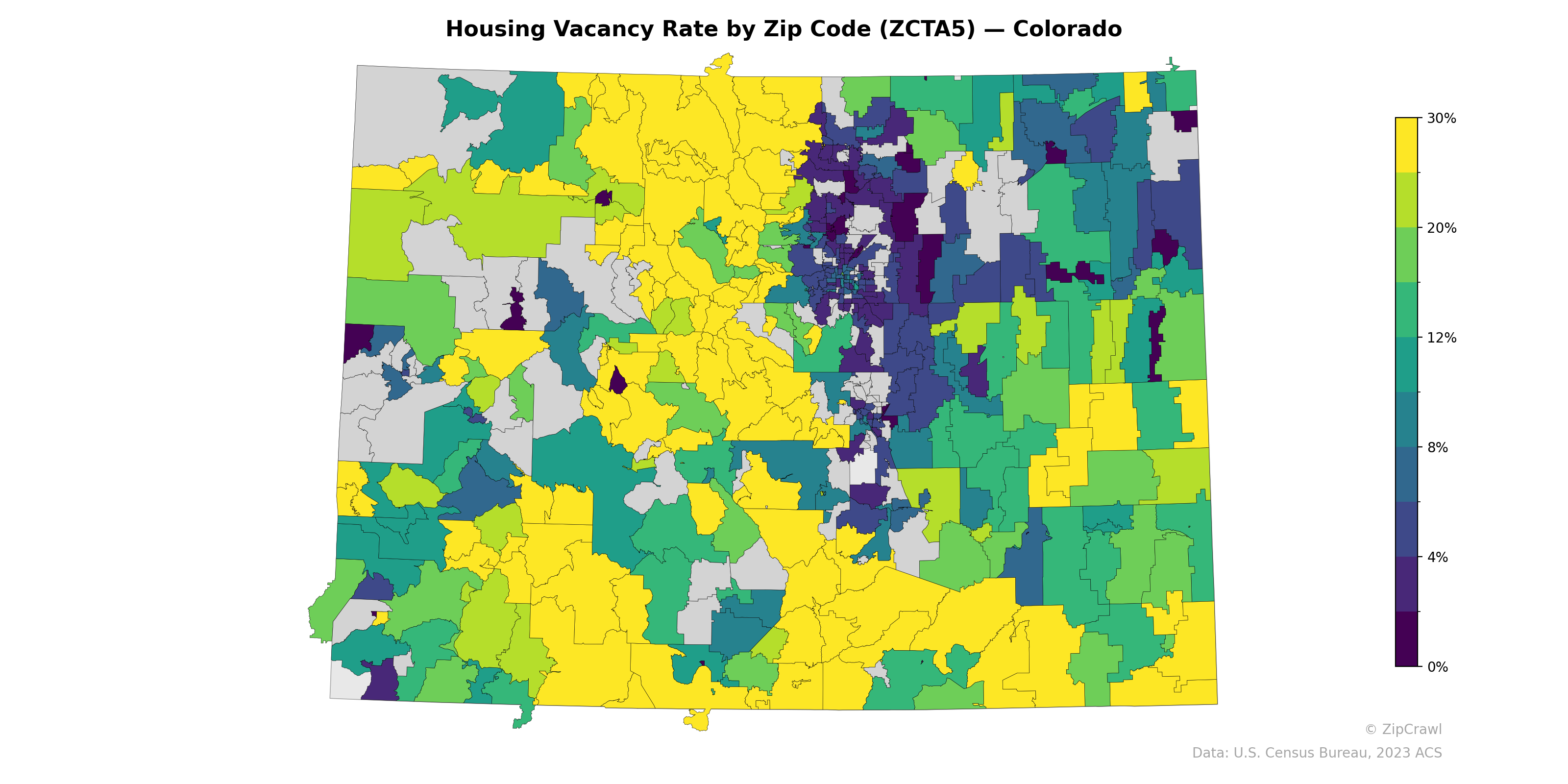 Housing Vacancy Rate by Zip Code (ZCTA5) — Colorado