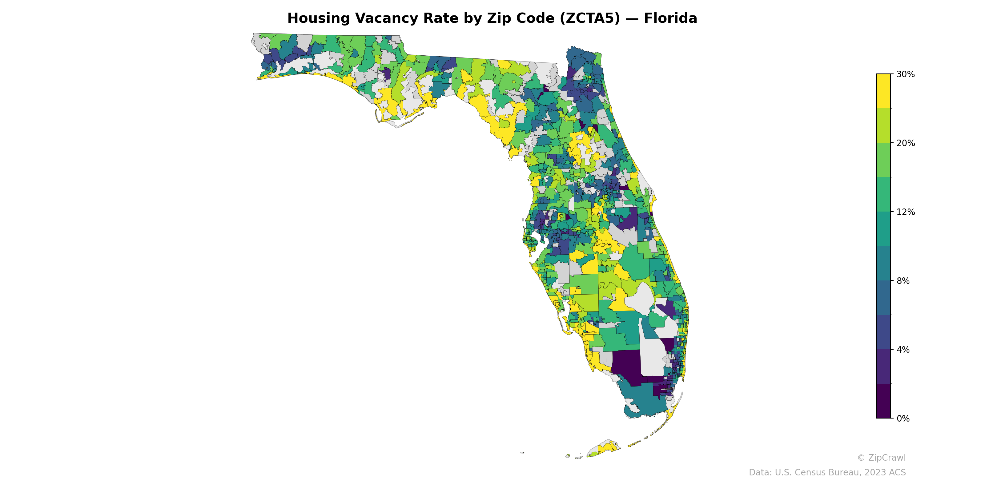 Housing Vacancy Rate by Zip Code (ZCTA5) — Florida