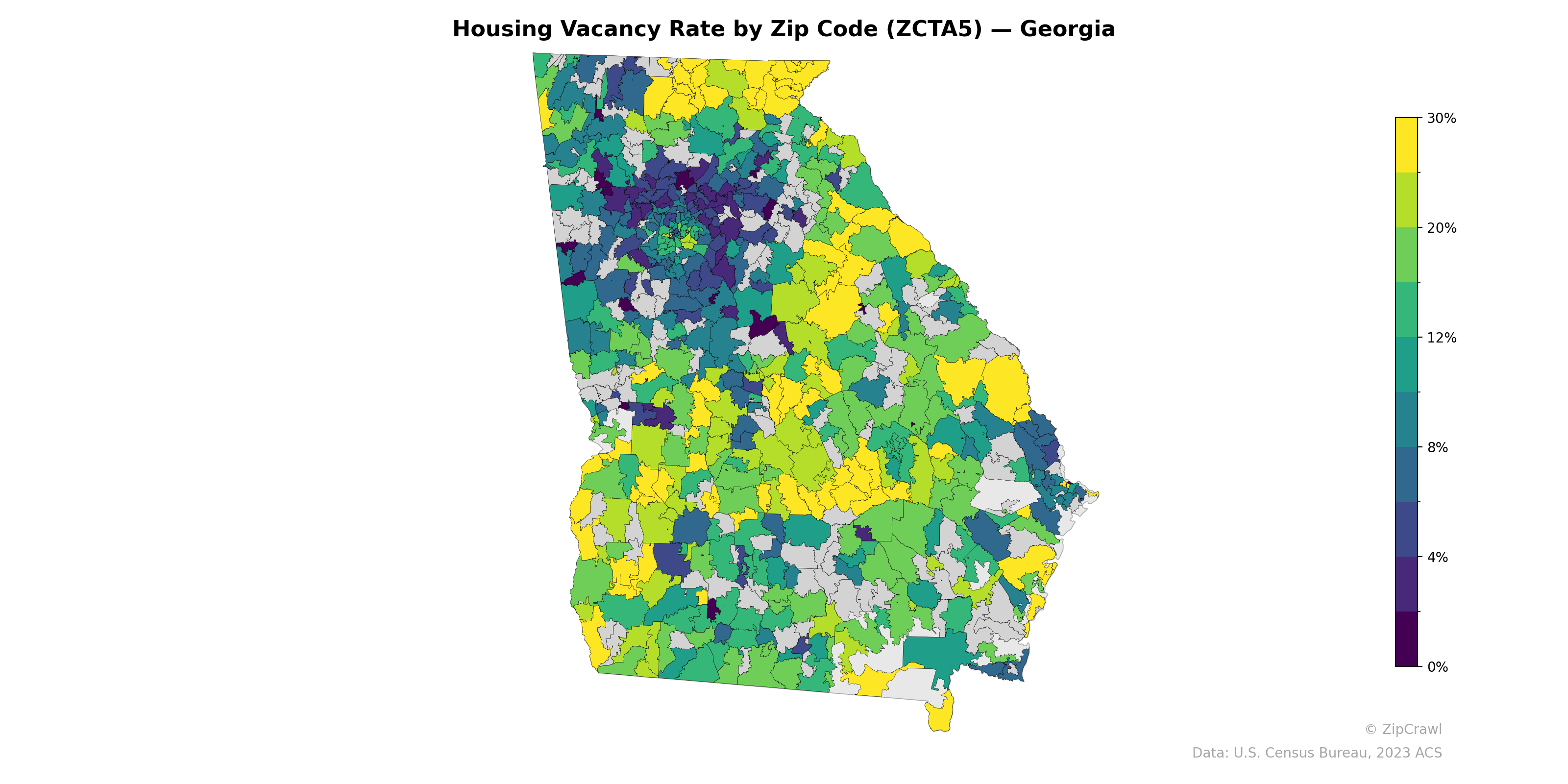 Housing Vacancy Rate by Zip Code (ZCTA5) — Georgia