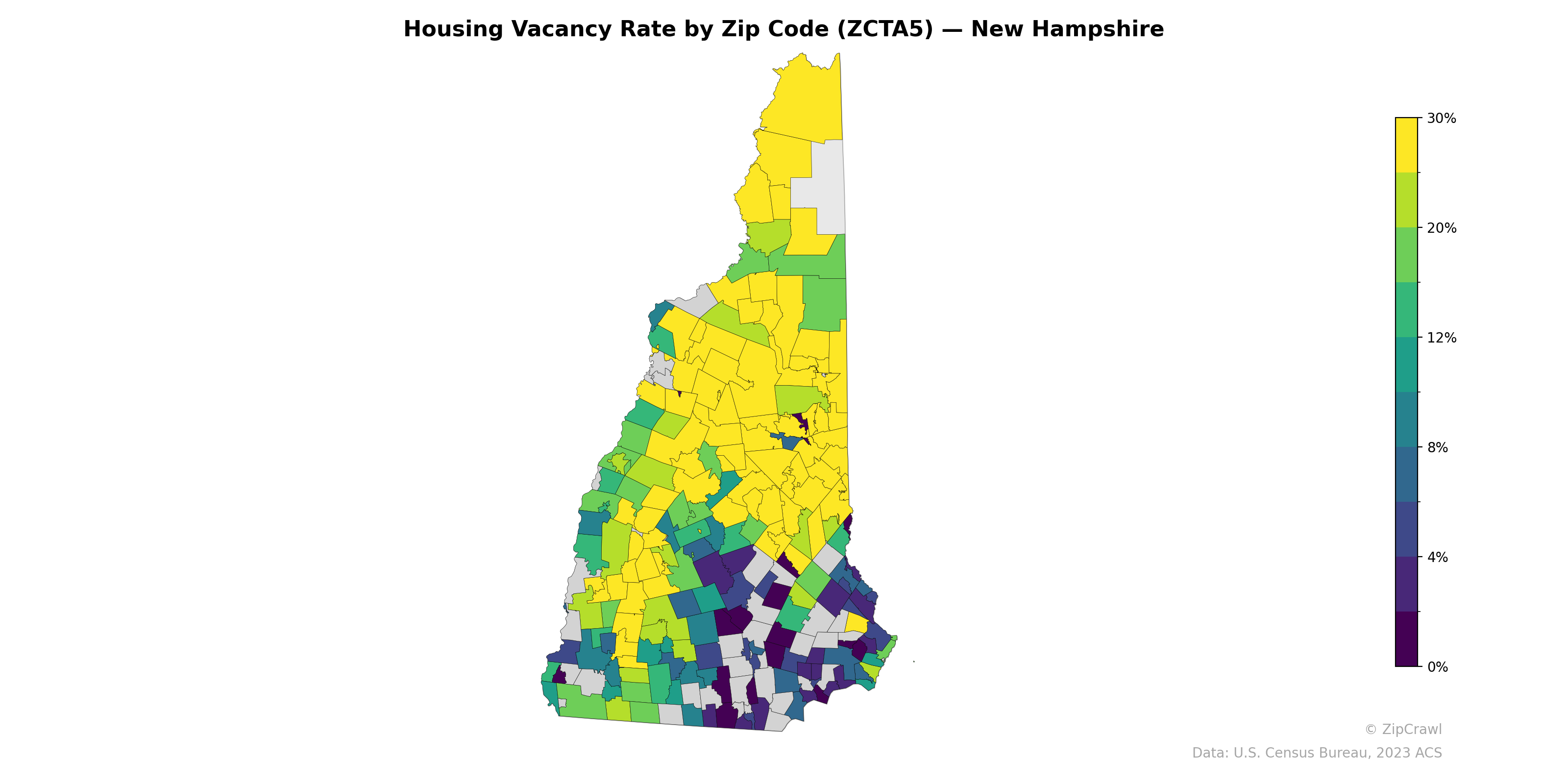 Housing Vacancy Rate by Zip Code (ZCTA5) — New Hampshire