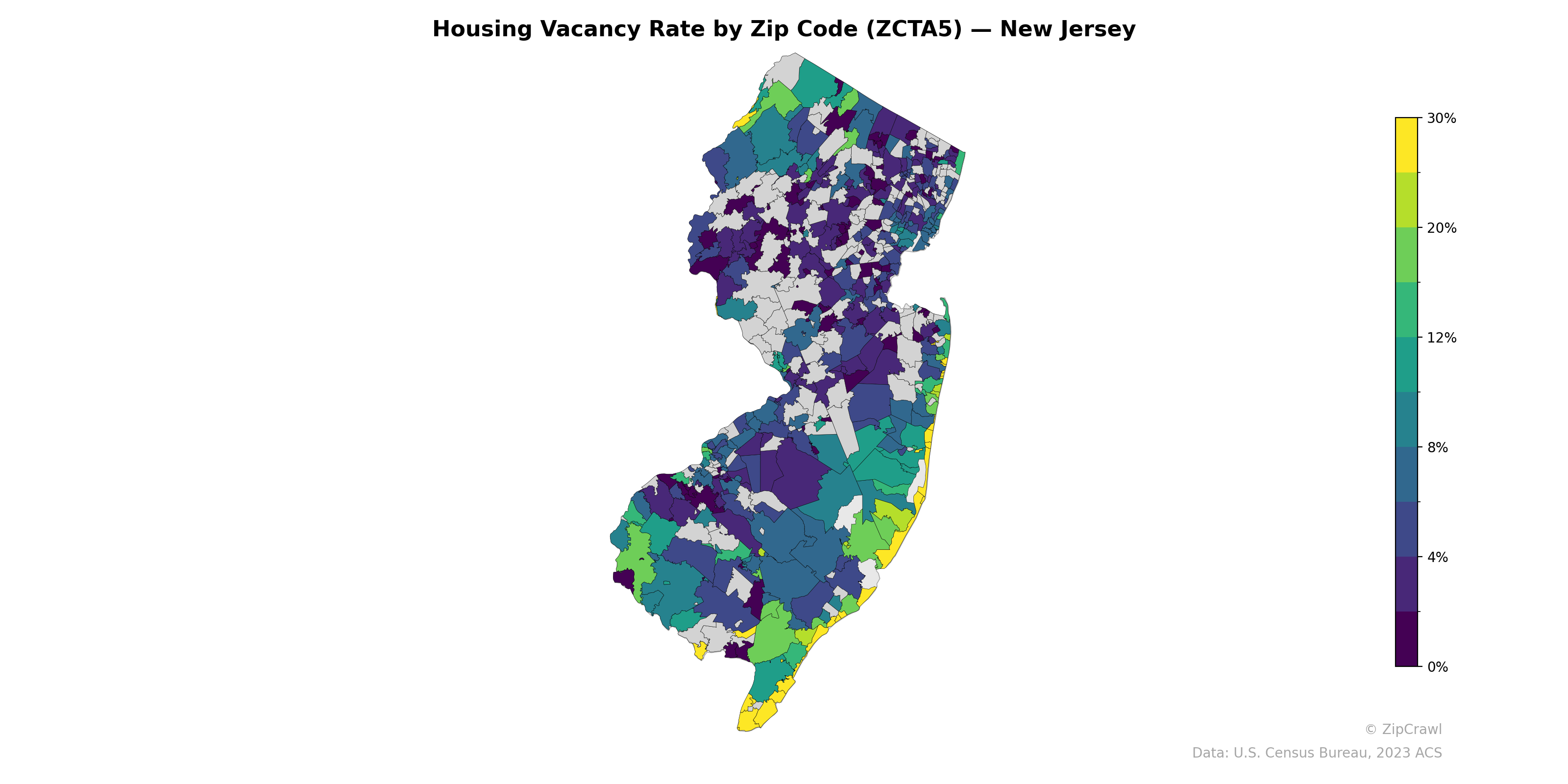 Housing Vacancy Rate by Zip Code (ZCTA5) — New Jersey