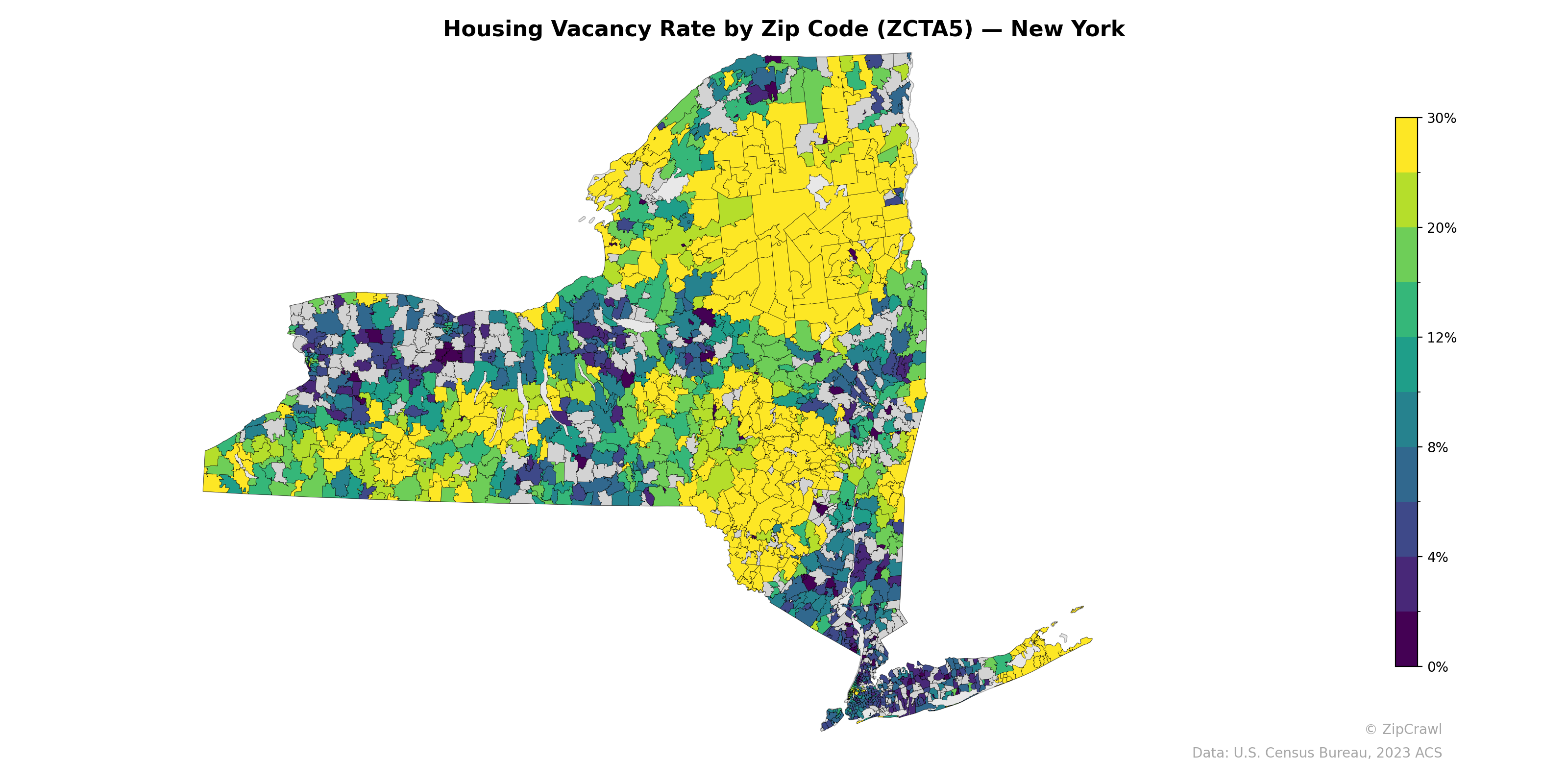 Housing Vacancy Rate by Zip Code (ZCTA5) — New York