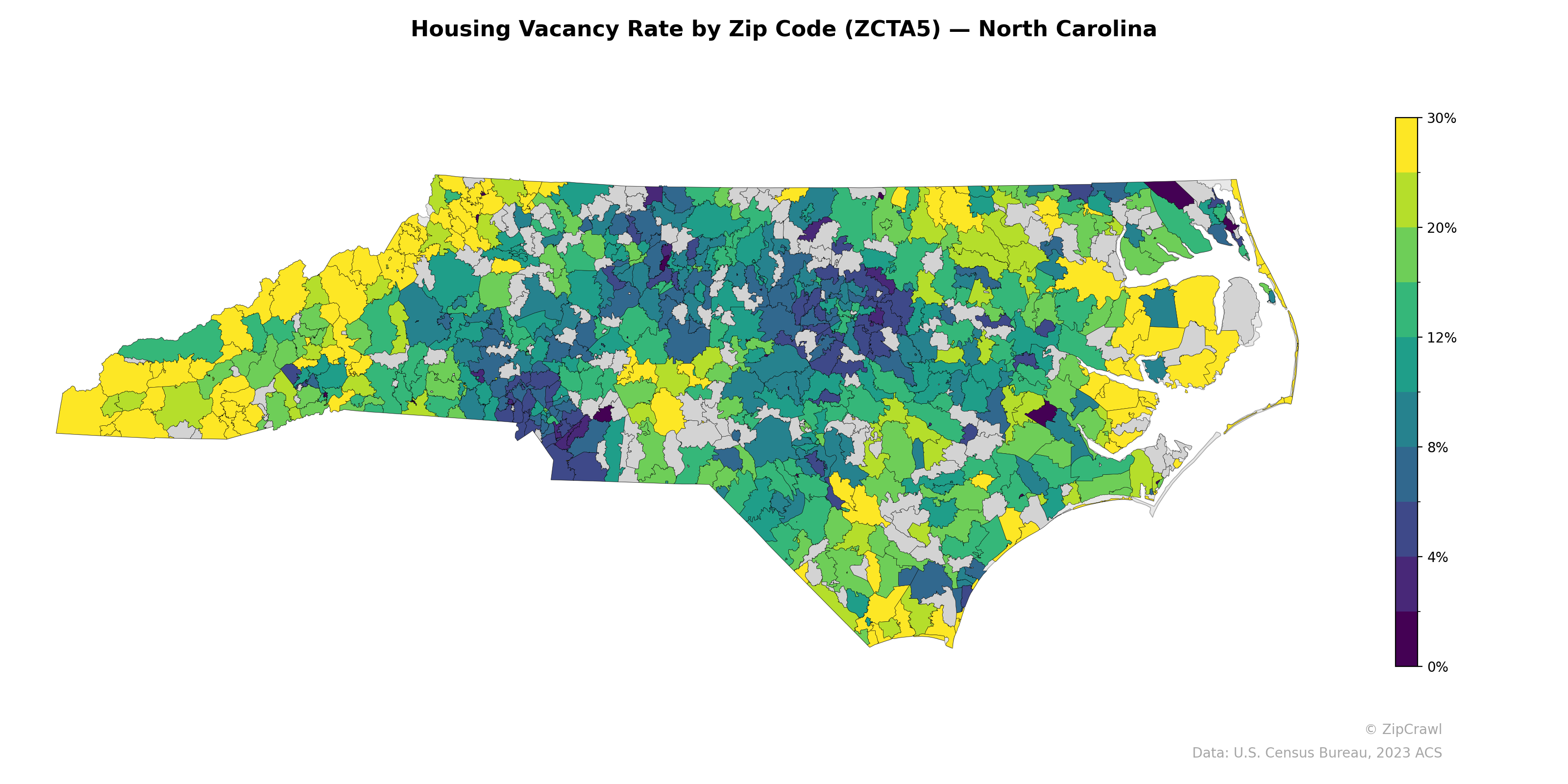 Housing Vacancy Rate by Zip Code (ZCTA5) — North Carolina