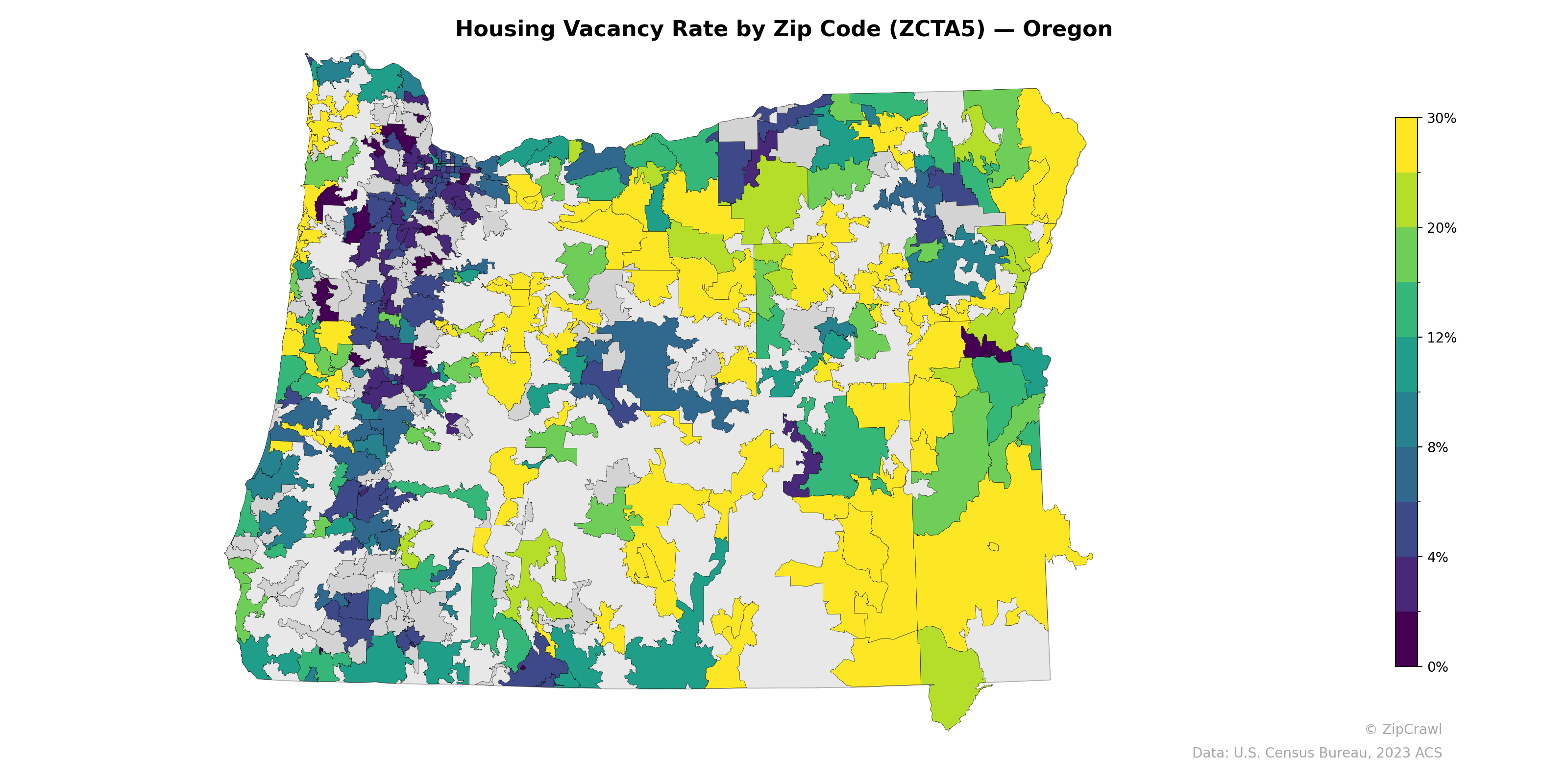 Housing Vacancy Rate by Zip Code (ZCTA5) — Oregon