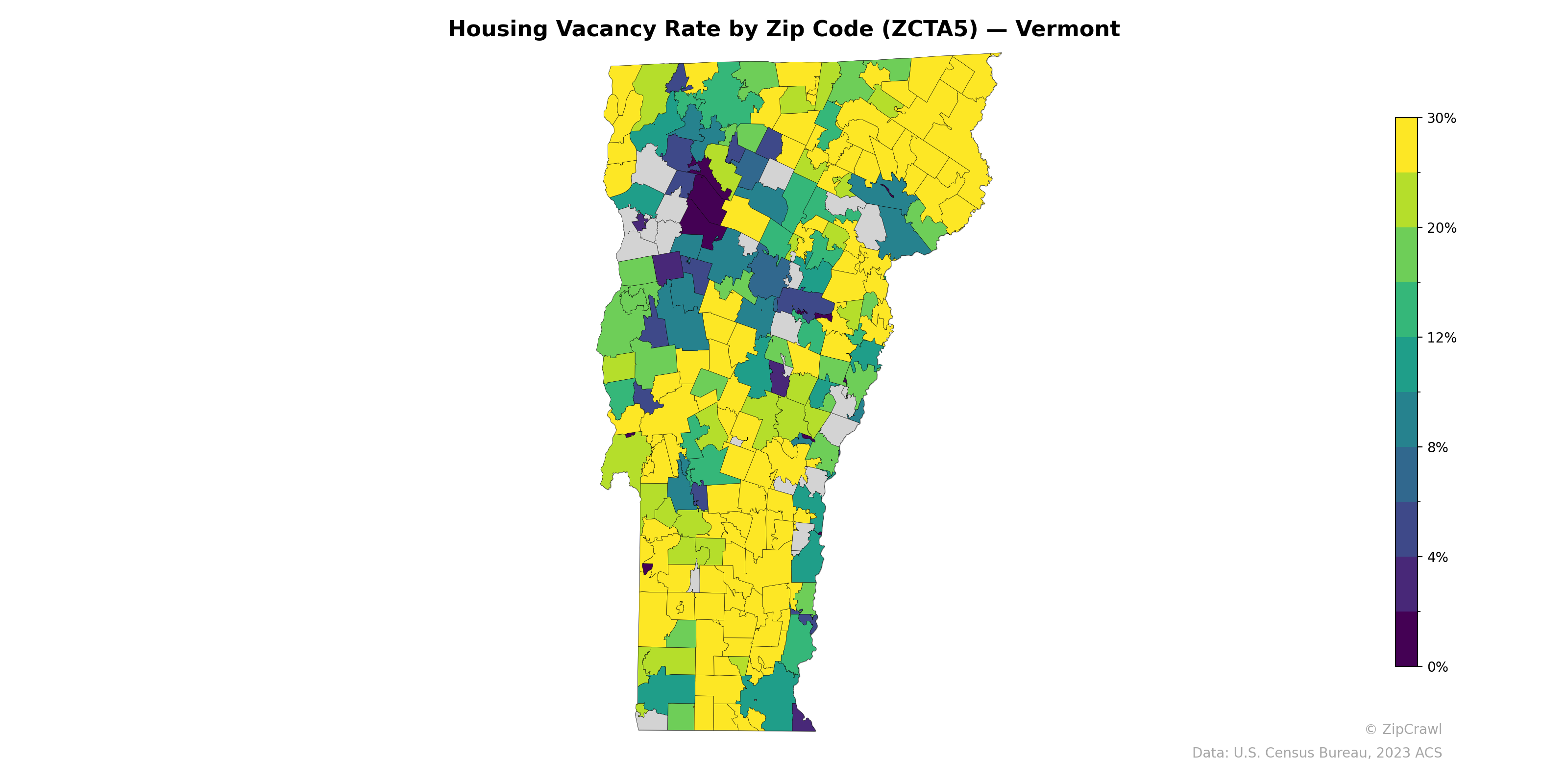 Housing Vacancy Rate by Zip Code (ZCTA5) — Vermont
