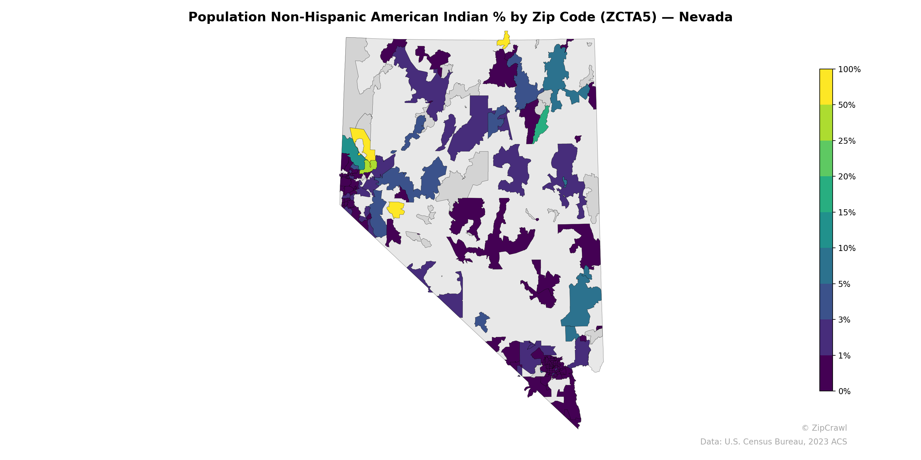 Population Non-Hispanic American Indian % by Zip Code (ZCTA5) — Nevada