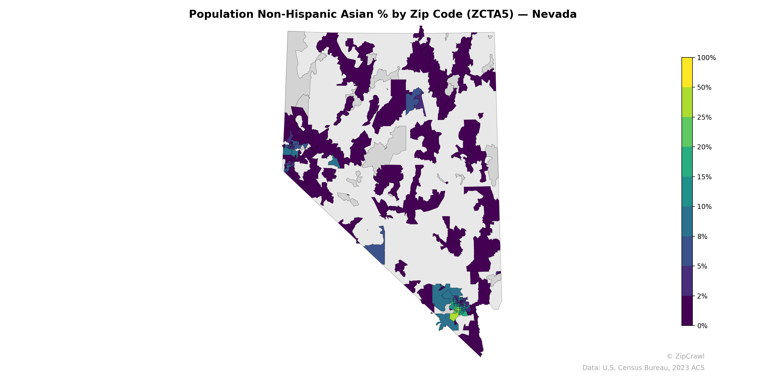 Population Non-Hispanic Asian % by Zip Code (ZCTA5) — Nevada