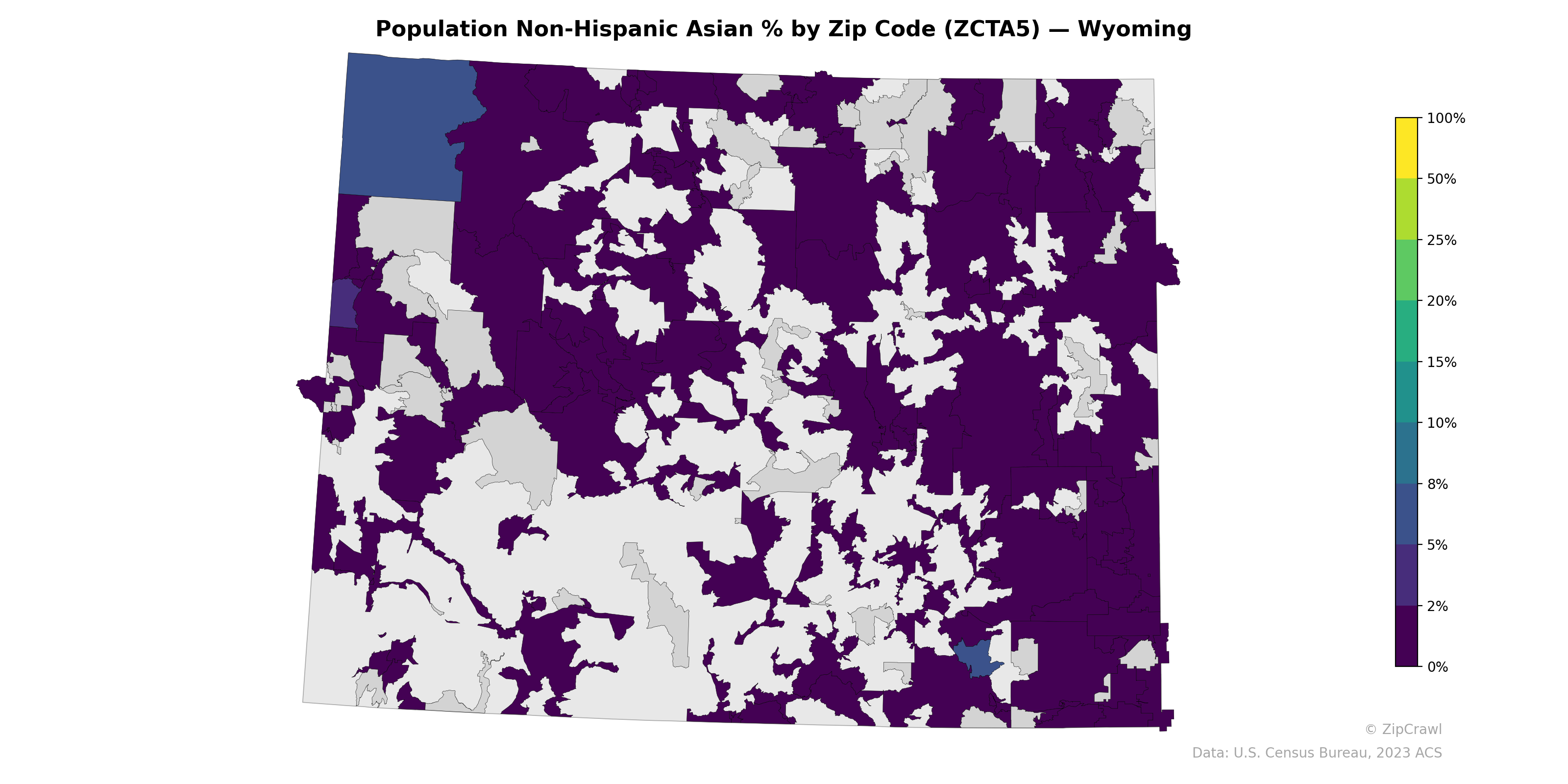 Population Non-Hispanic Asian % by Zip Code (ZCTA5) — Wyoming