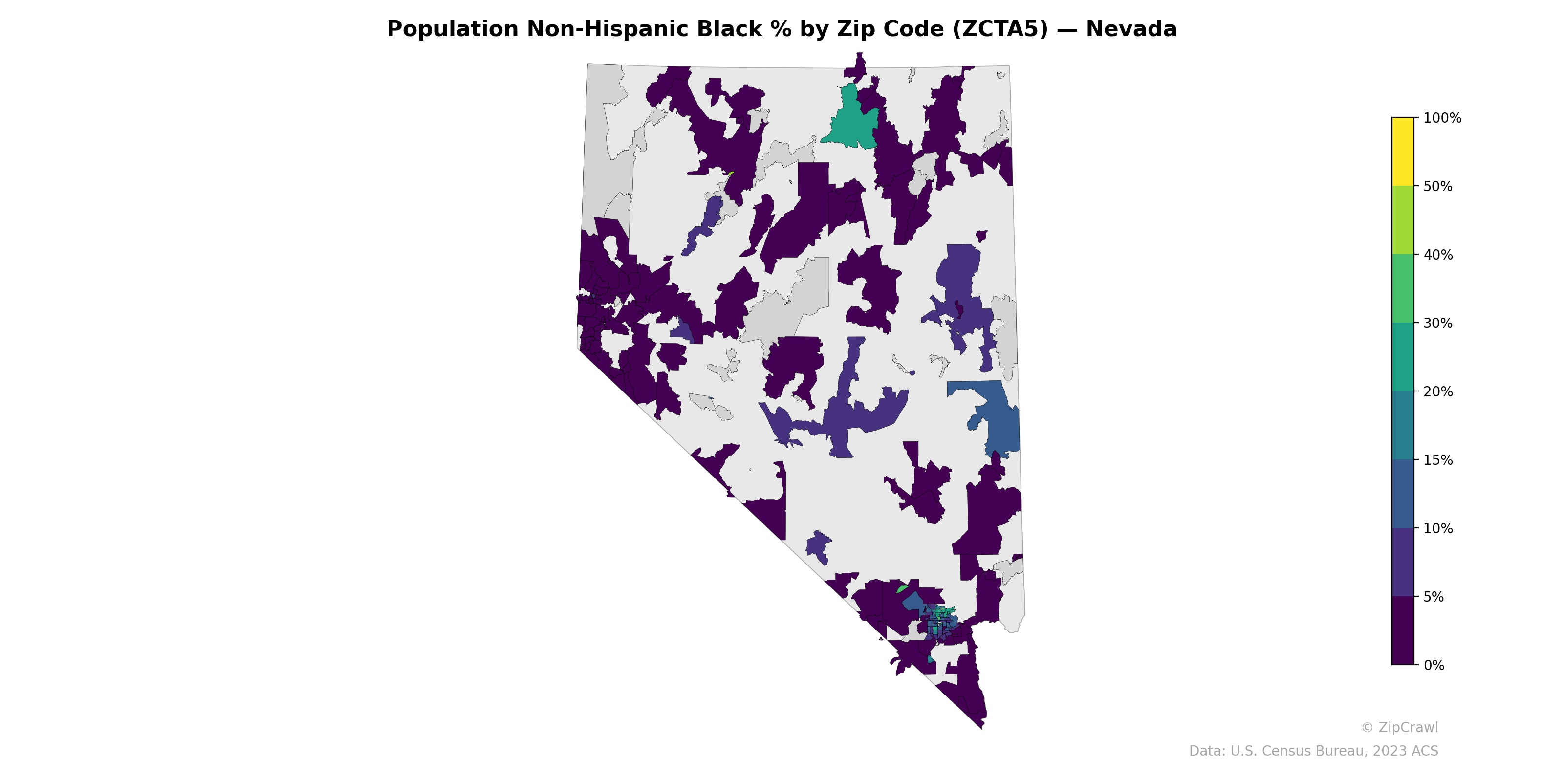 Population Non-Hispanic Black % by Zip Code (ZCTA5) — Nevada